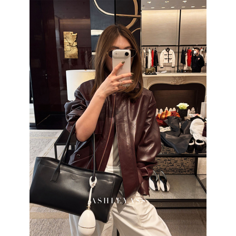 Ashleyass Bordeaux Small Fragrance Custom-Dyed Vintage Burgundy Matte Lambskin Quilted Leather Jacket for Women Ashleyass Bordeaux Small Fragrance Custom-Dyed Vintage Burgundy Matte Lambskin Quilted Leather Jacket for Women