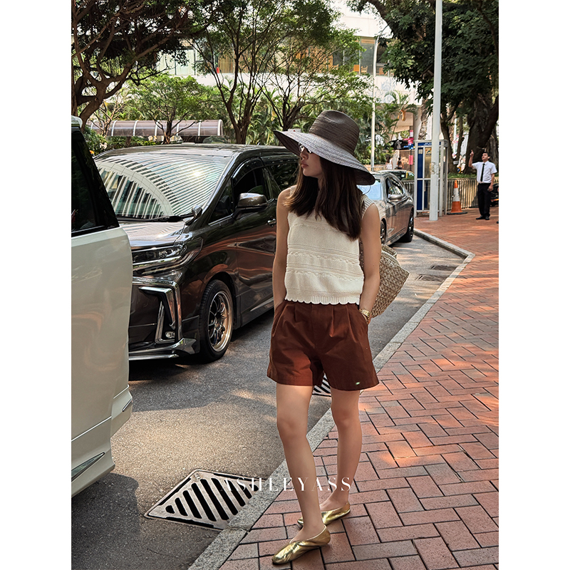 Ashleyass "Comic Legs 4-Color Shorts: Heavy-Duty, High-Thread-Count, Small A-Line Shape, Slimming, Versatile Casual Shorts for Women Ashleyass "Comic Legs 4-Color Shorts: Heavy-Duty, High-Thread-Count, Small A-Line Shape, Slimming, Versatile Casual Shorts for Women