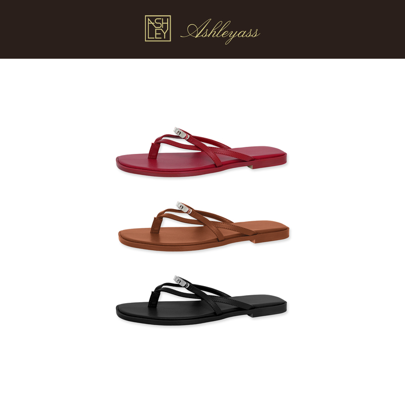 Ashleyass Metal Buckle Thong Sandals First Layer Cowhide Flat-Soled Outdoor Vacation Beach Soft-Soled Slippers Ashleyass Metal Buckle Thong Sandals First Layer Cowhide Flat-Soled Outdoor Vacation Beach Soft-Soled Slippers