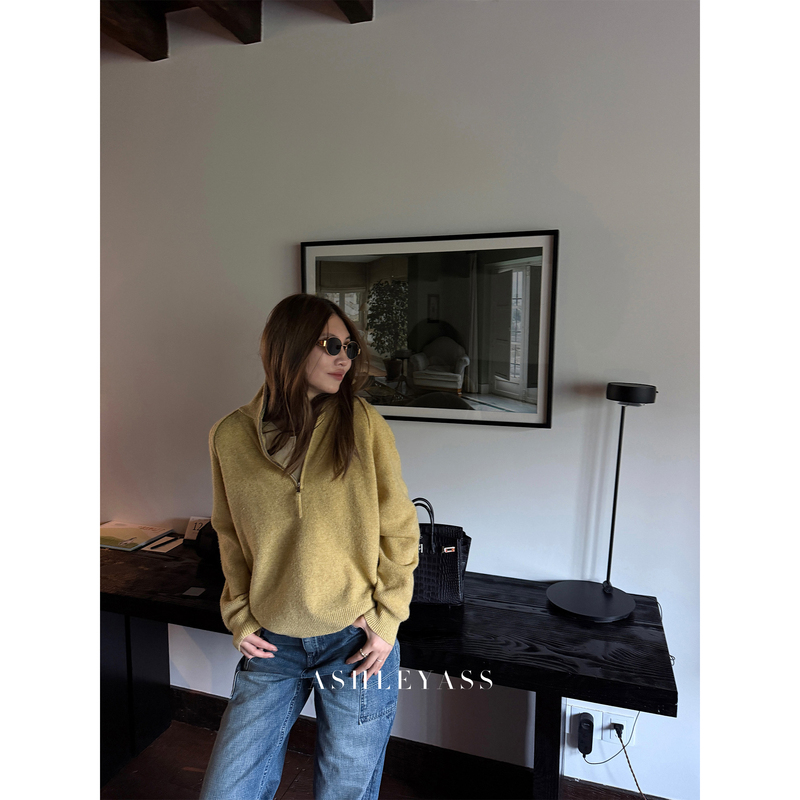 Ashleyass "Berry Waffle Knit” Sheep Wool Blend Half-Zip Turtleneck Knit Sweater, Versatile for Autumn and Winter Ashleyass "Berry Waffle Knit” Sheep Wool Blend Half-Zip Turtleneck Knit Sweater, Versatile for Autumn and Winter