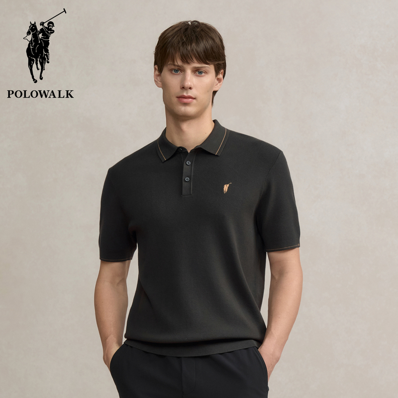 Polowalk Lapel Pullover Short-Sleeved Knitwear Autum Paul Men's Sports Casual Slim Polo Collar Knitwear