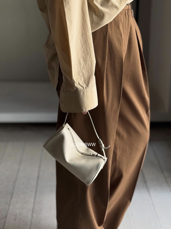 [The*Row Oem] Cowhide 90S Pencil Case Bag Women's Pen Holder Bag Mini Small Square Bag Handbag Tote Bag