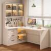 Solid wood desk bookcase integrated corner student home study table bedroom perforated board combination desktop computer &
