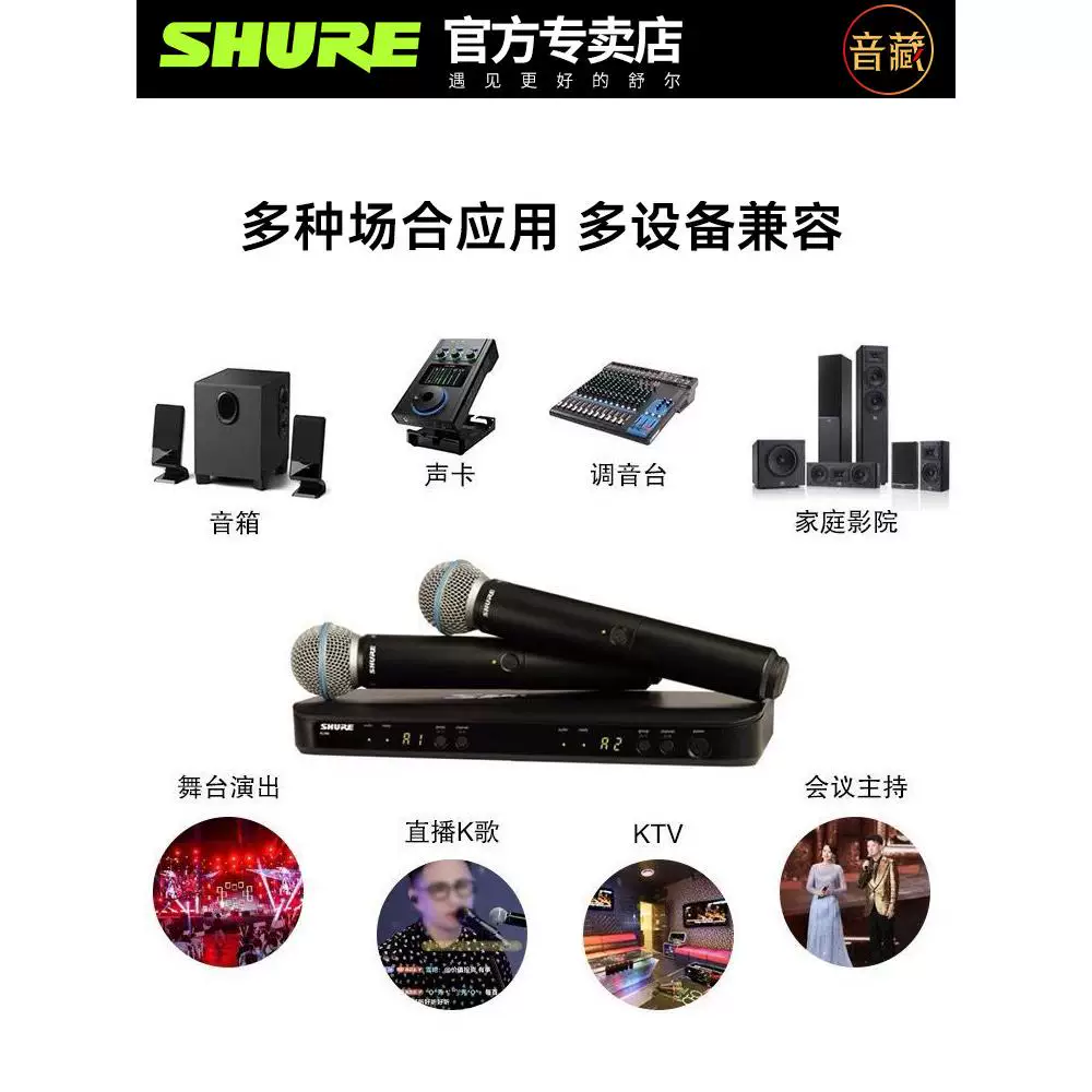 Беспроводной микрофон Shure Beta58A Blx288 один к двум для уличного выступления караоке Sm58 микрофон