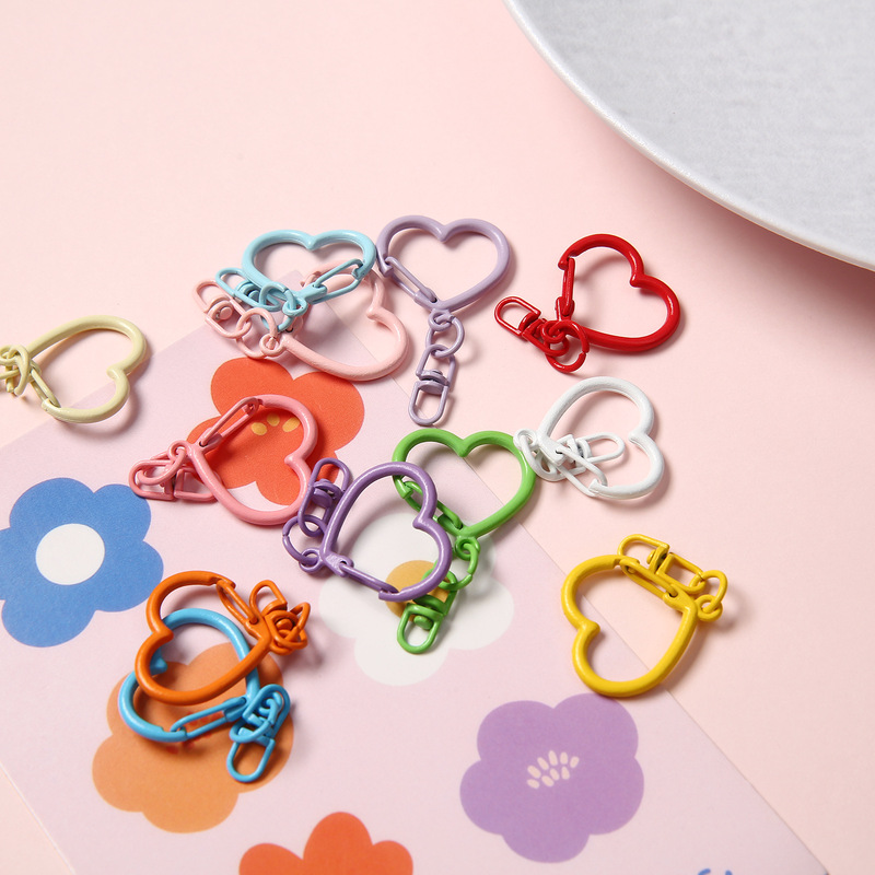 Colorful Heart Keychain Handmade DIY Pendant Backpack Accessory Bead Accessories Storage Buckle