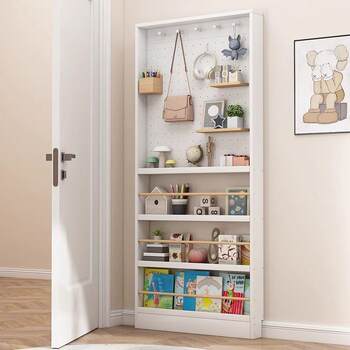 Door hole board storage rack solid wood floor-standing extremely narrow children's picture book shelf bookshelf ultra-thin wall storage cabinet thin cabinet