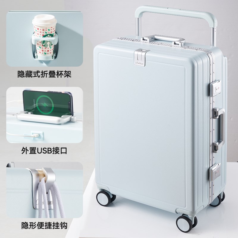 Wide trolley aluminum frame suitcase women's boarding m chassis 20 inches 2025 new password box men's 26 inches large capacity travel