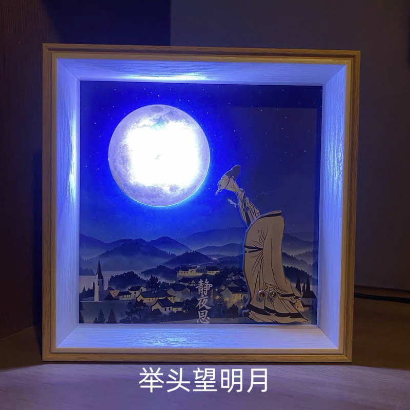Silent Night Light Intelligent Dialogue Look up to the Moon Creative Funny Atmosphere Light Ai Voice Li Bai Silent Night Thoughts Night Light