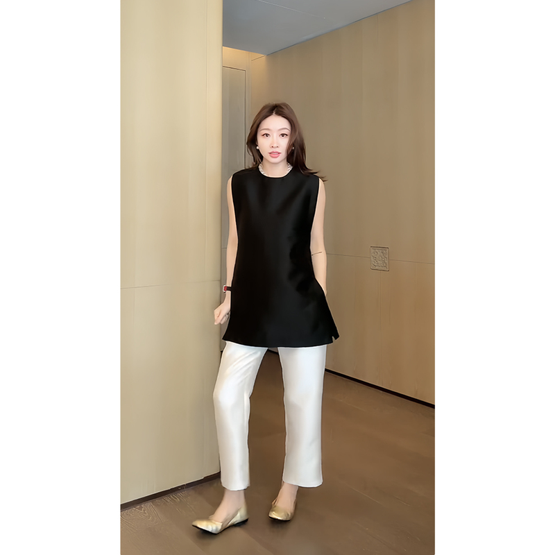Yang Shengkun's New Summer Women's Clothing, Mulberry Silk and Wool, High-End and Elegant Sleeveless Vest F2606-6434