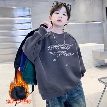 German Razt Brand Store Boys' Fleece Sweatshirt Autumn and Winter 2025 New Model Boys' Winter Thickened Fleece-Lined