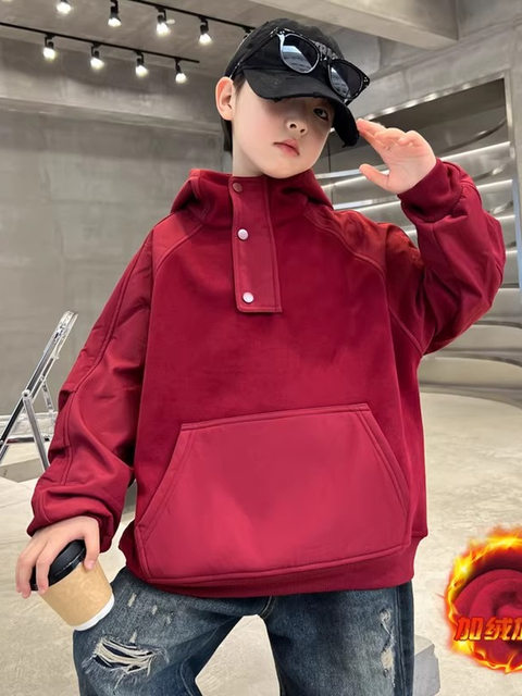 German Razt Brand Store Kidsren's Clothing Boys' Winter Fleece Sweatshirt 2025 New Kidsren's Autumn and Winter Sweatshirt