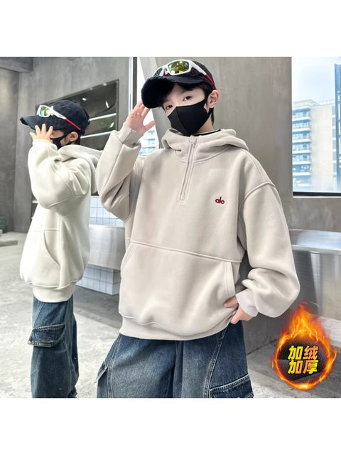 German Razt Brand Store Children's Fleece Sweatshirt Autumn and Winter 2025 New Model Boys' Thickened Winter Wear