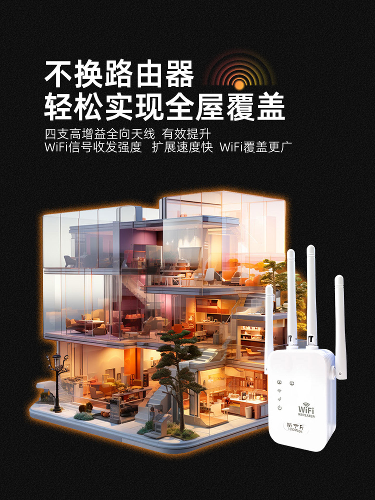 Huawei Xiaomi Compatible Wifi Network Signal Amplifier Enhancer Home Wireless Router Dual-Band Gigabit Repeater