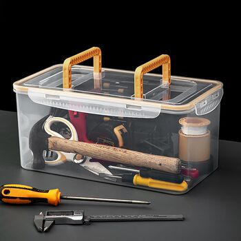 Multifunctional portable tool box hardware electrician storage box household transparent plastic r hand electric drill storage and organization