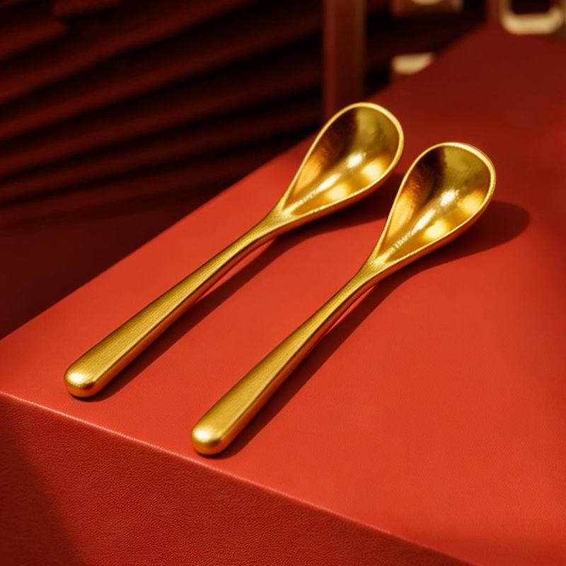 Shengshi Gold 999 Gold Spoon Pure Gold Ornament Pure Gold Spoon Gold Spoon Holiday Gift Collectible Gift