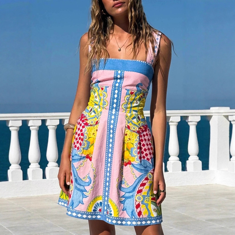 European and American Style Casual Linen Sexy Dress with Straps from Aliexpress and Amazon Independent Sites
