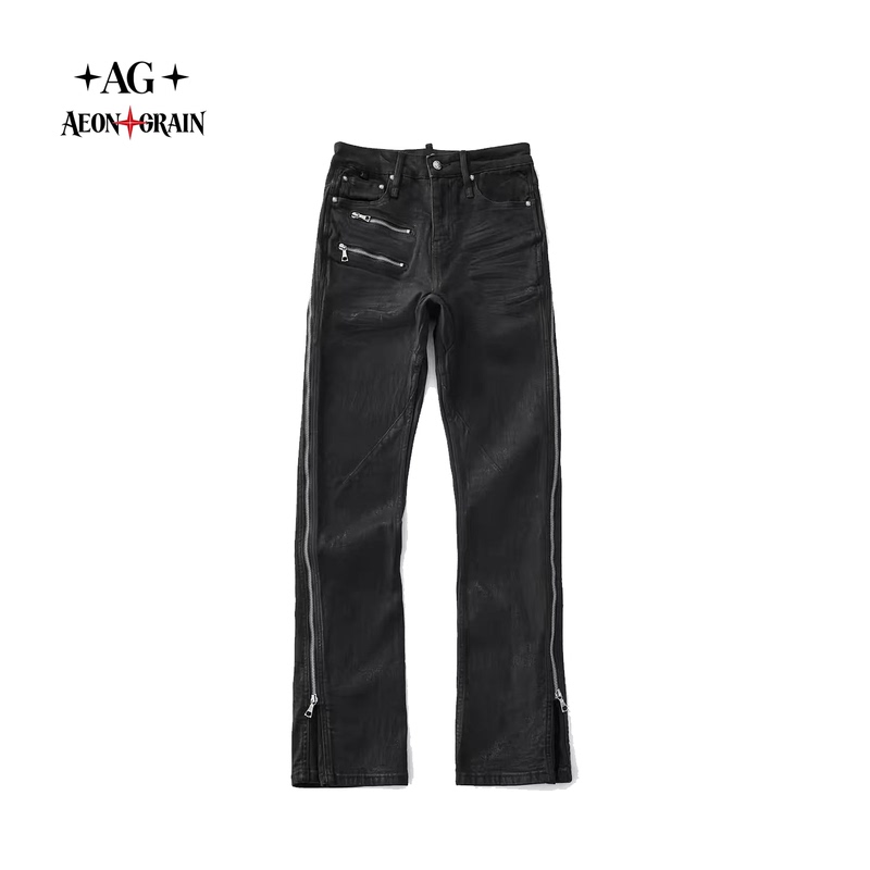 Ag Raging 26Ss'Transformer' Wax-Coated Pleated Long Zipper Skinny Adjustable Pants
