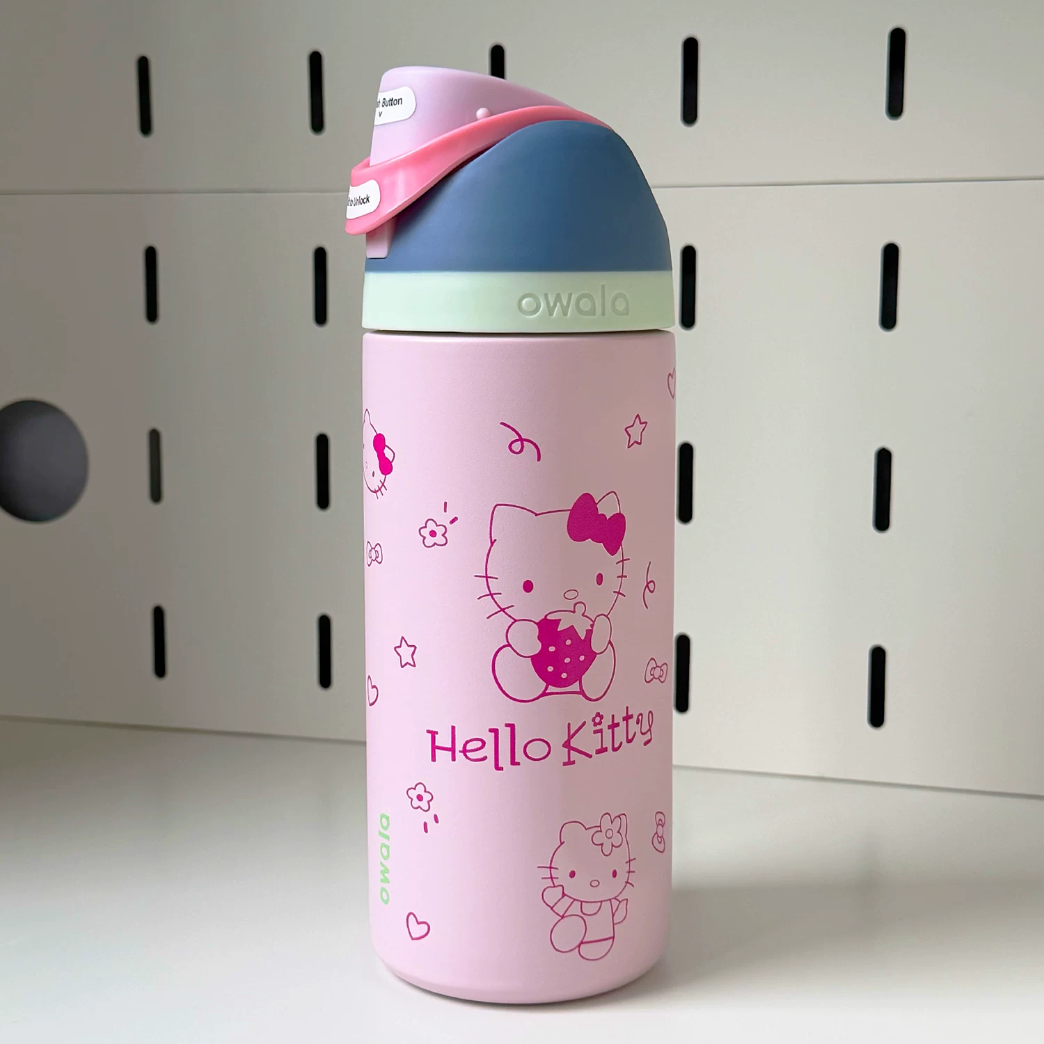 Hello kitty, double-layer vacuum thermos stainless steel, sports children's straw with glass