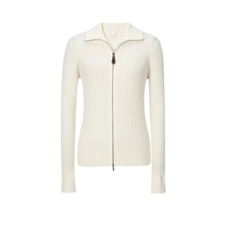 Mm Maimai 2026 Autumn New Slim Fit Lapel Zipper Knit Cardigan Ribbed Sweater Knit 5H8132301 Mm Maimai 2026 Autumn New Slim Fit Lapel Zipper Knit Cardigan Ribbed Sweater Knit 5H8132301