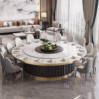 Mesa redonda grande para hotel, mesa de comedor eléctrica de pizarra para 15/20 personas, cocina de inducción comercial para hotel, olla caliente, mesa de banquete para el hogar