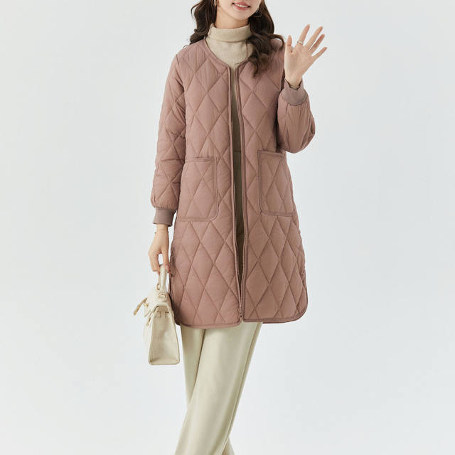 Autumn and Winter Lightweight down Cotton Jacket for Women, Mid-Length, Slim Fit, Warm and Cold-Resistant, Loose Cotton Coat