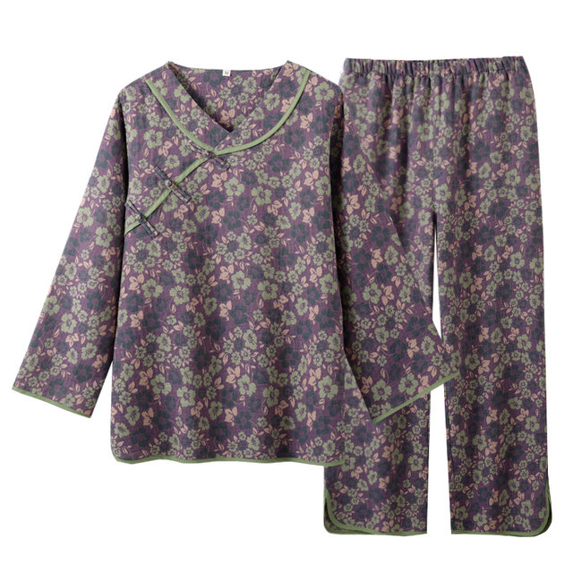 New Year's Red Women's Cotton Gauze Pajama Set for Spring, Autumn, and Winter, Traditional Chinese Style Home Wear for the Year of Birth