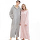 Zipper Nightgown for Women, Winter Coral Fleece Thick Long Bathrobe, Men's Plus-Size Bathrobe, Flannel Pajamas, Couple's Nightdress for Autumn