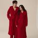 Couple's Pajamas, Men's Thickened and Fleece-Lined Long Nightgown, Ankle-Length Coral Fleece Bathrobe, Women's Winter Warm Loungewear