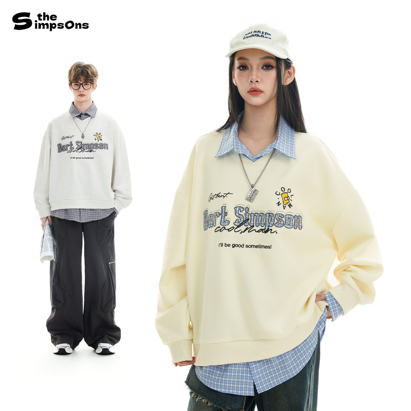 【Yang Hanbo's Style】The Simpsons Fake Two-Piece Shirt Collar Sweatshirt American-Style Casual Long-Sleeve T-Shirt for Men and Women 【Yang Hanbo's Style】The Simpsons Fake Two-Piece Shirt Collar Sweatshirt American-Style Casual Long-Sleeve T-Shirt for Men and Women