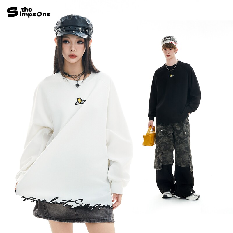 [Same Style as Li Chen] the Simpsons Sweatshirt, Street Fashion, Unisex, Embroidered Pattern Patch, Round Neck