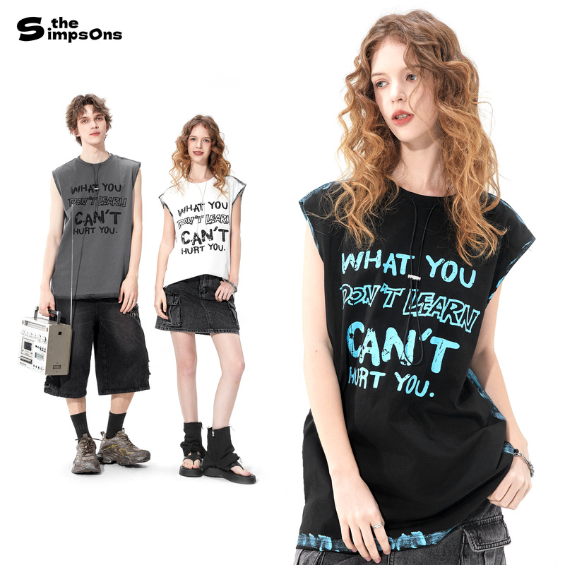 [Same Style as Wang Ziwei] the Simpsons Sleeveless Vest for Men, Summer American Style Couple's Tank Top, Trendy Brand for Women