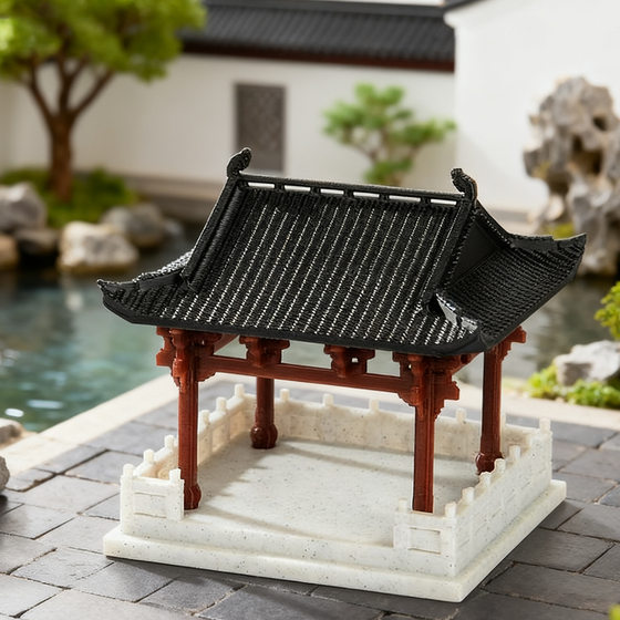 Retro Pavilion Ancient Building Model Water and Land Tank Bonsai Rockery Landscaping Decorative Accessories Micro Landscape Dry Water Small Ornaments