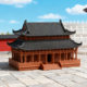 Chinese-Style Ancient Architectural Model Ornaments, Simulated Palace 3D Printing Micro-Landscape Water and Land Tank Rockery Landscaping Decorative Ornaments