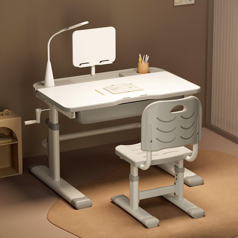 Simple children's study table, primary school student writing homework desk, household children's desk and chair, liftable table set