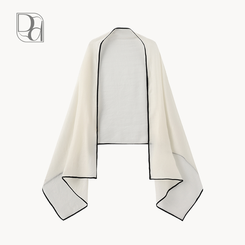 D to the D Lightweight Pure Cashmere Contrast-Edged Knitted Scarf