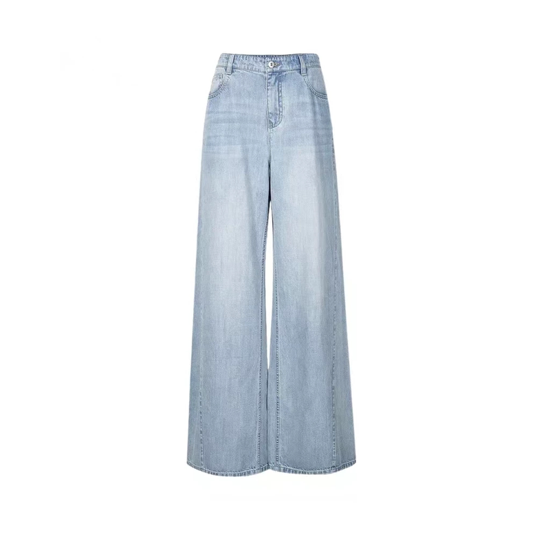 Mm Mai 2026 Summer New Light Blue Versatile Straight Loose Washed Denim Jeans for Women 5H6250261