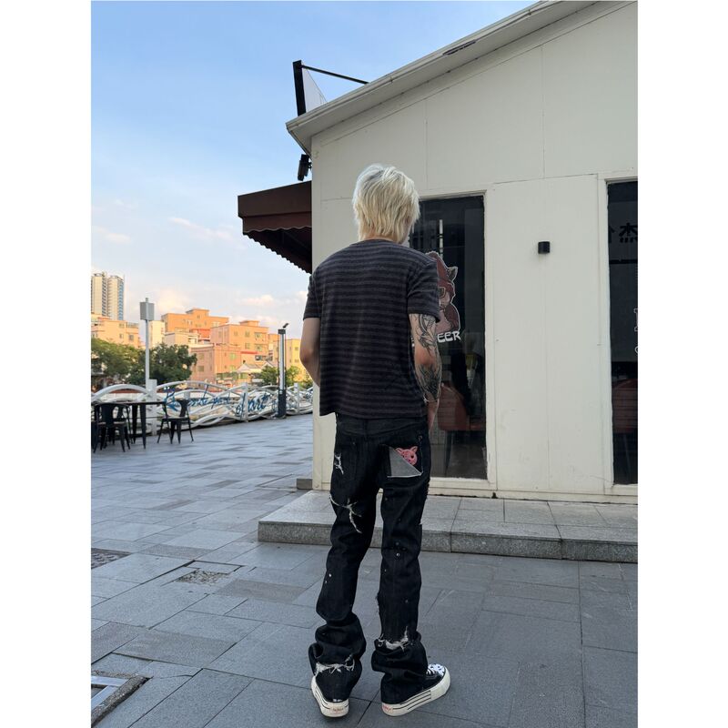 Pulb Original Authentic 526 Narrow Red-Edged Ripped Flared Low-Rise Summer Raw Denim Jeans