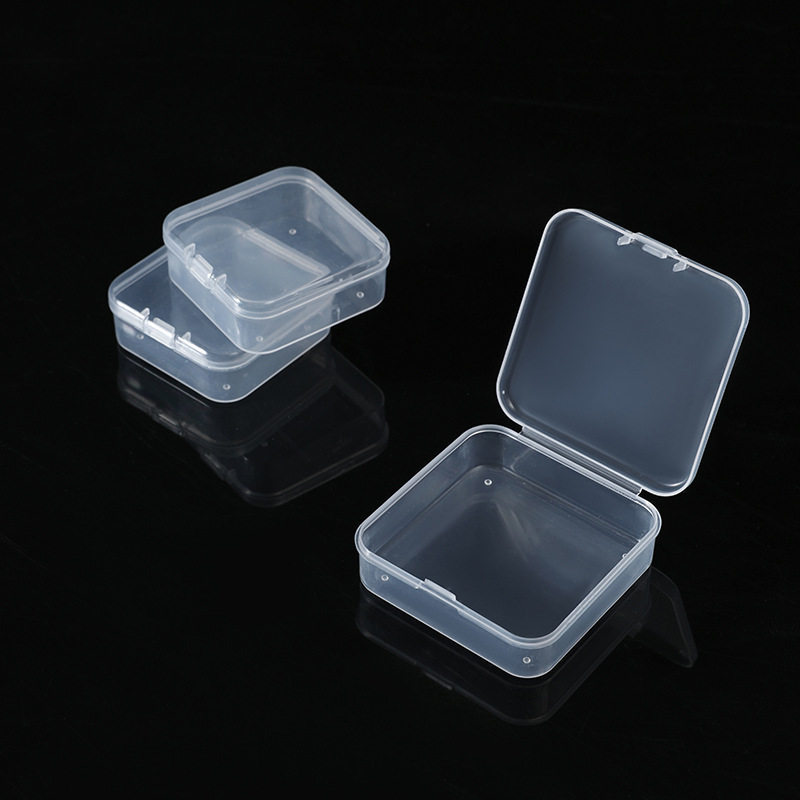 F1 Blue Square Box Transparent Square Plastic Small Empty Box with Lid Jewelry Packaging Box Fish Hook Earplug Storage Box