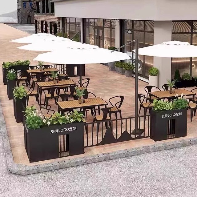 Trendy Fence for Small Courtyard, Wrought Iron Flower Box Railing, Outdoor Partition for Dining Area, Shop Entrance, Flower Bed Enclosure