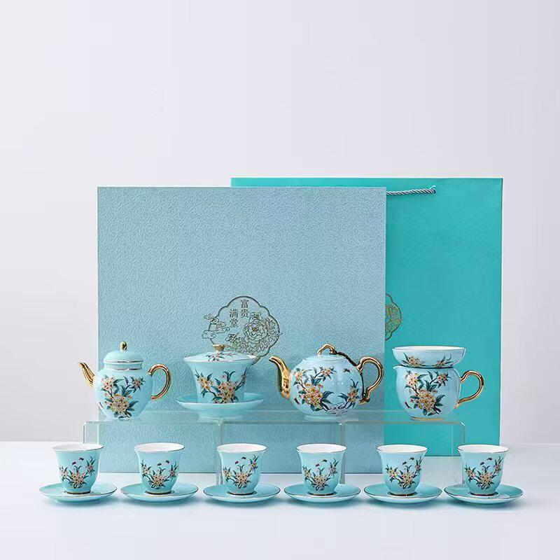 Новый национальный фарфоровый сервиз lady porcelain West Lake Blue tea set набор для заваривания чая керамическая высококачественная легкая роскошная подарочная коробка выбор подарков в модном стиле Изображение 1