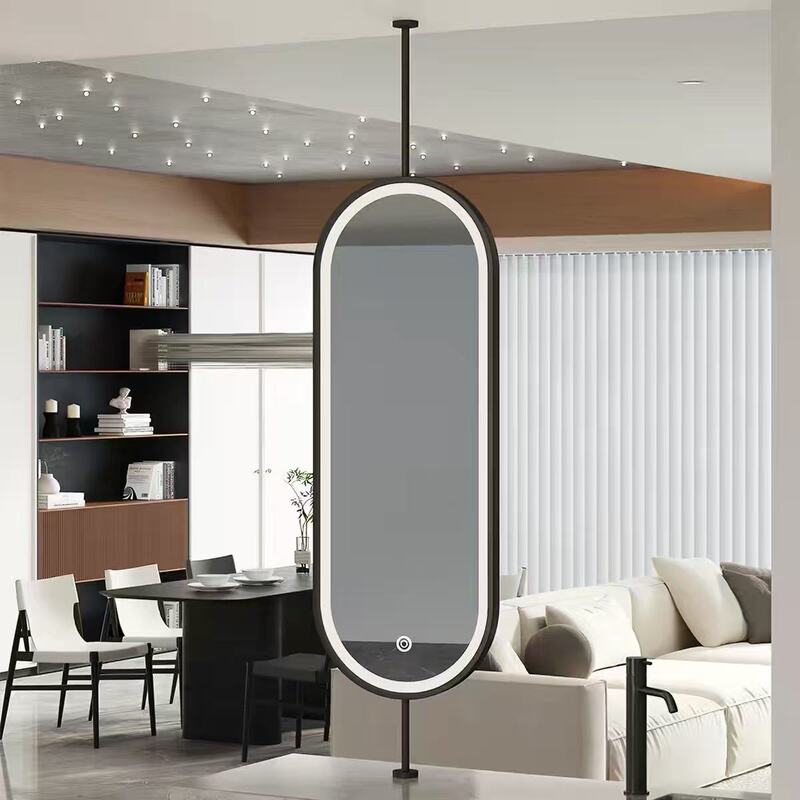 Oval Mirror with Hanging Rods, Hotel and Guesthouse Suspended Mirror, Ceiling Bathroom Mirror, Bathroom Mirror, Smart Mirror