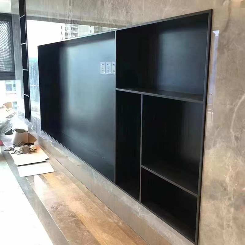 Stainless steel TV niche customized 85-inch 100-inch living room internet celebrity simple storage embedded metal wall cabinet