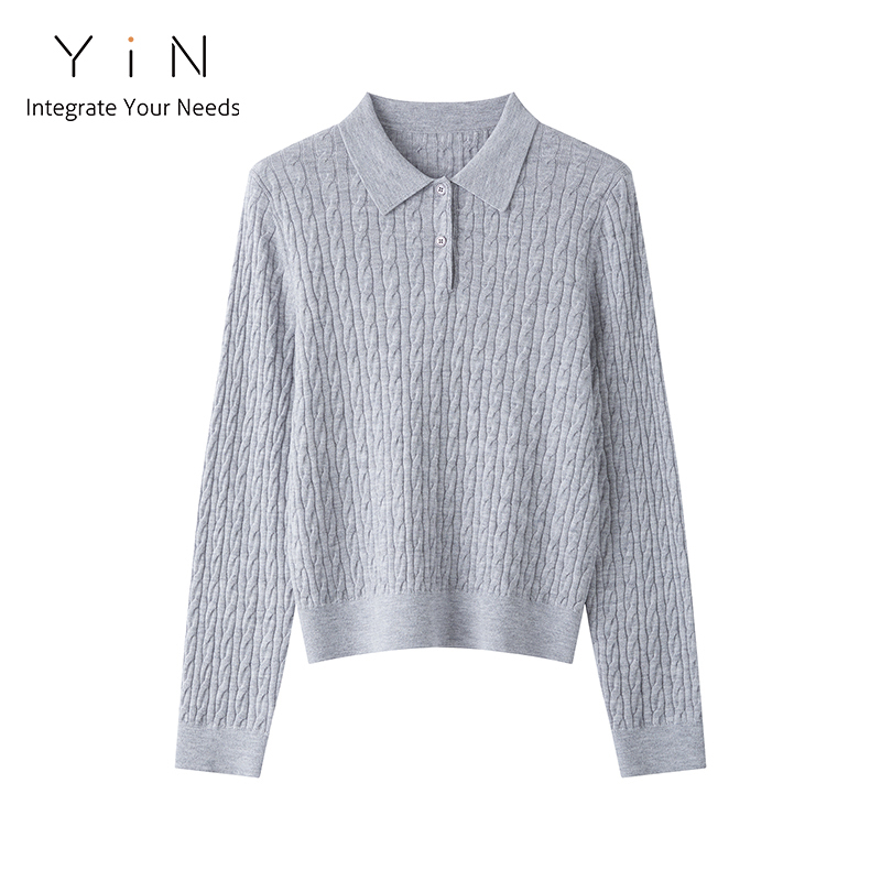 【Xing Kangli Selection】Silk Wool Luxury Classic Cable Knit Long Sleeve Knitted Polo Shirt Jr-26094 【Xing Kangli Selection】Silk Wool Luxury Classic Cable Knit Long Sleeve Knitted Polo Shirt Jr-26094