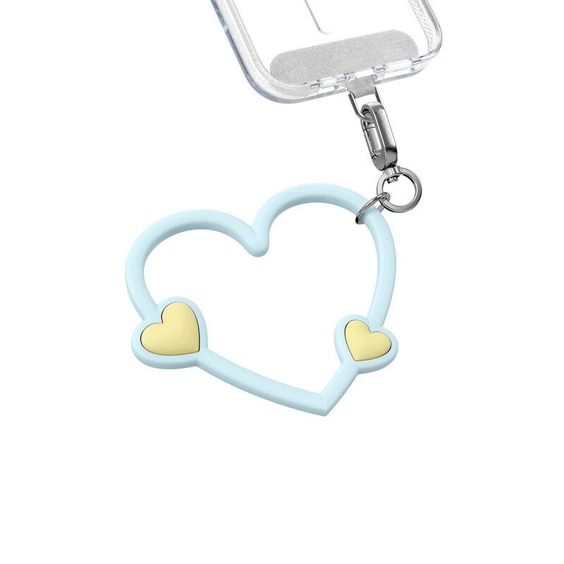 Celebrities' Same Style Sky Blue Heart Wristband Pendant, Pink Flower Wristband, Phone Case Accessories, Beaded Wrist Strap