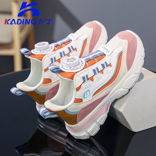 Kading Children's Shoes Boys' Sports Shoes 2026 Autumn New Ultra-Light Leather Waterproof Rotating Button Shock-Absorbing Running Shoes — 5