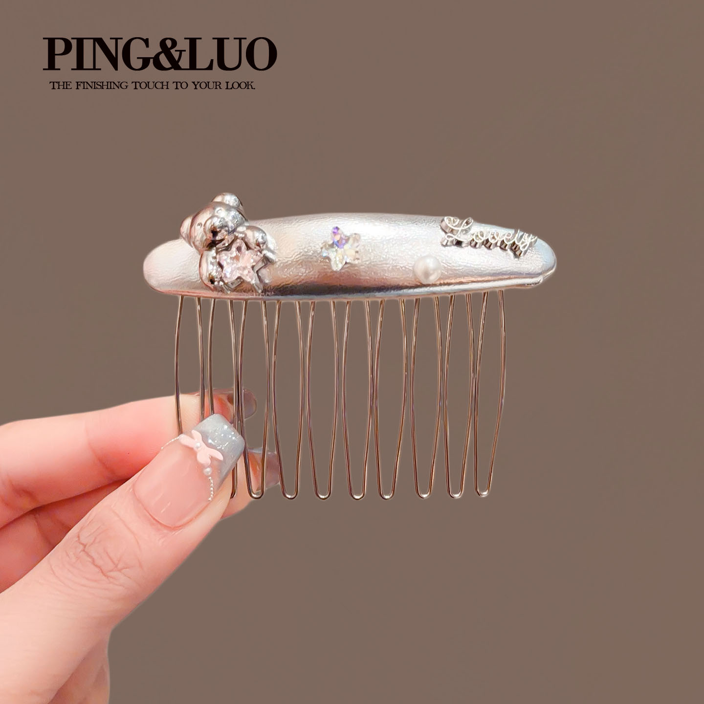 Exquisite Rhinestone Star Bear Hair Comb for Women, 2026 New Style, High-End Versatile Hair Clip, Hair Strand Organizer