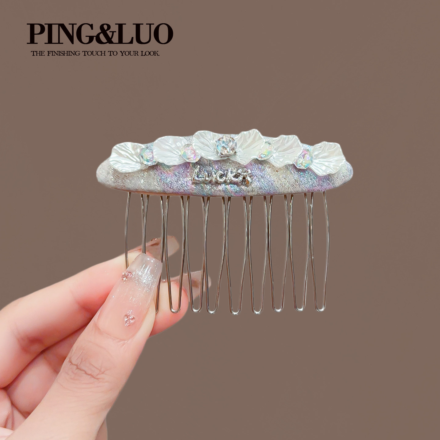 Seashell and Rhinestone Lucky Hair Comb for Women, 2026 New Style, Elegant Bangs Backcomb, Versatile Hair Styling Tool