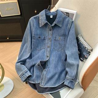 New autumn and winter velvet thickened warm denim shirt for women