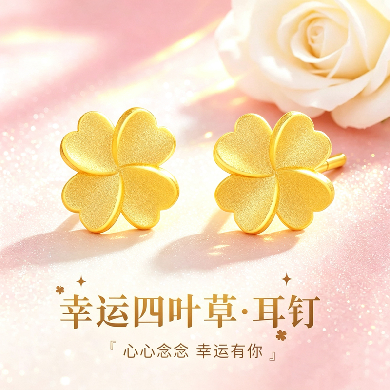 Official Genuine Four-Leaf Clover Earrings for Women, Lucky Clover Earrings, Gold-Plated Silver, Valentine's Day Gift for Girlfriend or Wife Official Genuine Four-Leaf Clover Earrings for Women, Lucky Clover Earrings, Gold-Plated Silver, Valentine's Day Gift for Girlfriend or Wife
