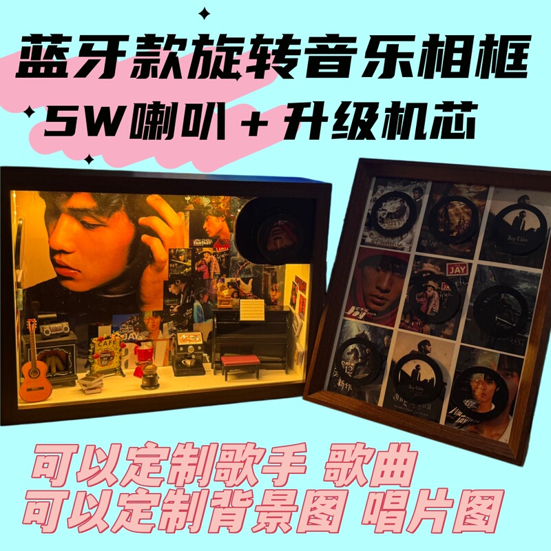 [Bluetooth Version] Music House DIY Handmade Light-Emitting Photo Frame Nfc Sensor Rotating Vinyl Record Creative Gift